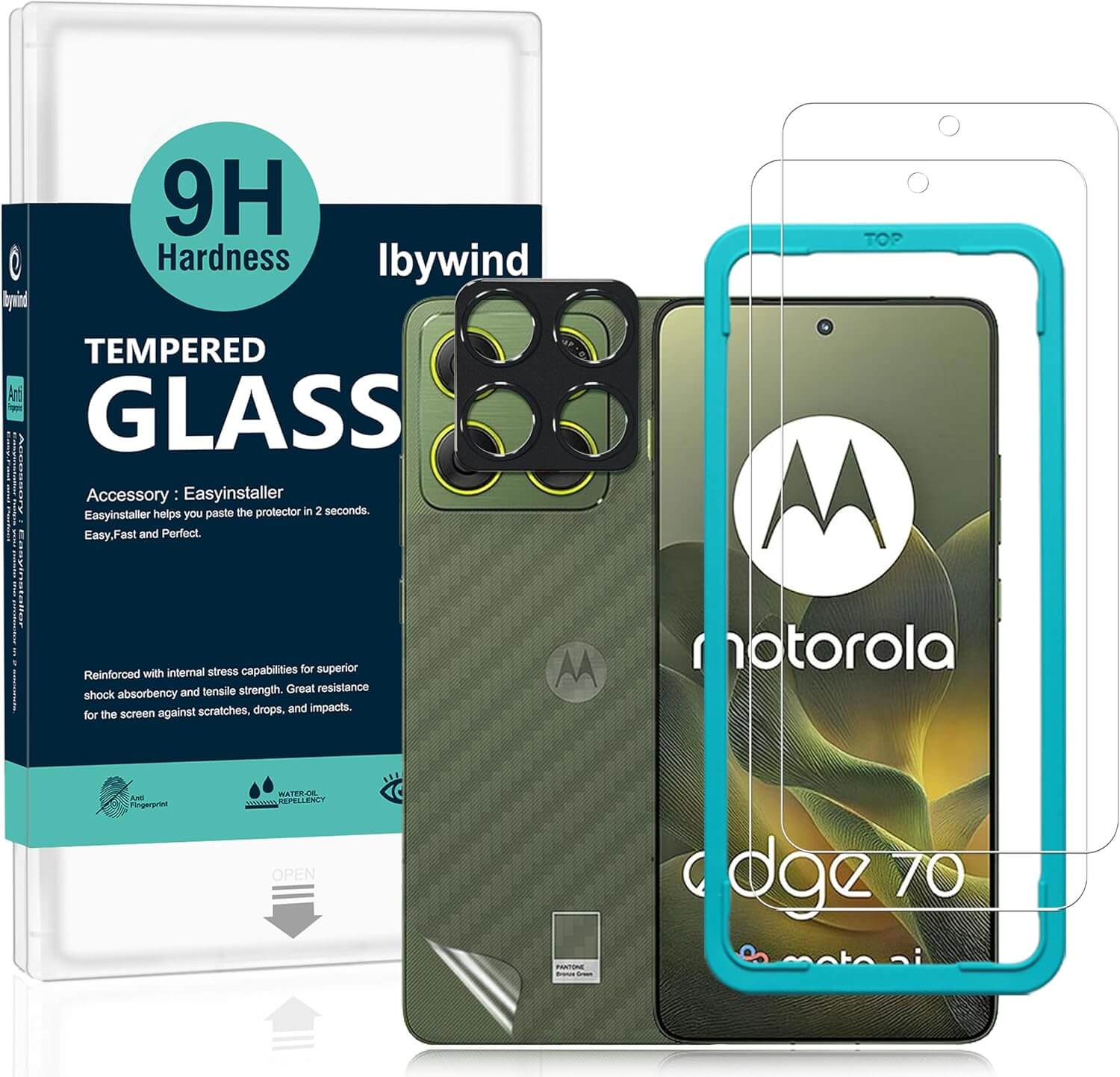 Ibywind Screen Protector with Camera Lens Protector (2+1 pack) for Motorola Edge 70