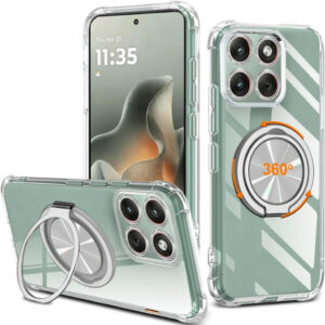 Nijiadi Crystal Clear Case with Rotatable Ring Holder for Motorola Edge 70